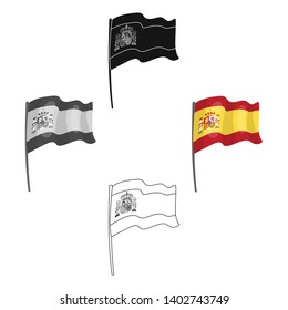 Flag of Spain icon in cartoon,black style isolated on white background. Spain country symbol stock vector illustration.