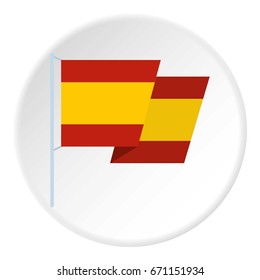Flag of Spain icon in flat circle isolated vector illustration for web