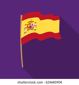 Flag of Spain icon in flate style isolated on white background. Spain country symbol stock vector illustration.