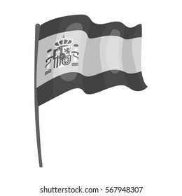 Flag of Spain icon in monochrome style isolated on white background. Spain country symbol stock vector illustration.
