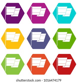 Flag of Spain icon set many color hexahedron isolated on white vector illustration