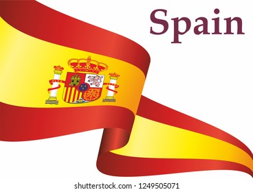 Flag of Spain, Kingdom of Spain. Template for award design, an official document with the flag of Spain. Bright, colorful vector illustration