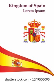 Flag of Spain, Kingdom of Spain. Template for award design, an official document with the flag of Spain. Bright, colorful vector illustration