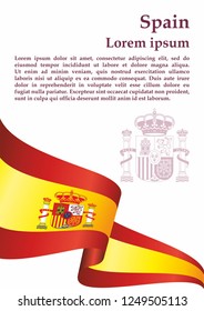 Flag of Spain, Kingdom of Spain. Template for award design, an official document with the flag of Spain. Bright, colorful vector illustration
