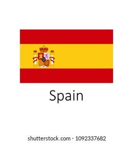 Flag of Spain with name icon. Official colors and proportion correctly. National Spain Flag vector. Spain Flag vector illustration. National Spain Flag vector