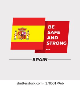 Flag of Spain : National flag icon with encouraging message isolated on light grey background : Vector Illustration