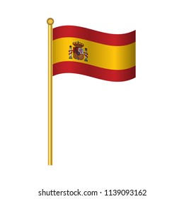 Flag of Spain ,Spain flag official colors and proportion correctly, Spain flag waving isolated Vector illustration eps10.