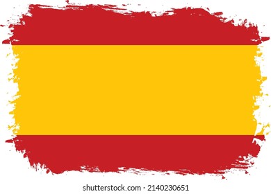 flag of Spain on brush painted grunge banner - vector illustration