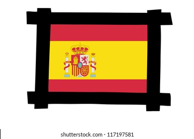 The flag of Spain in a photo frame