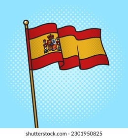 Flag of Spain pinup pop art retro vector illustration. Comic book style imitation.