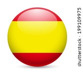 Flag of Spain as round glossy icon. Button with Spanish flag