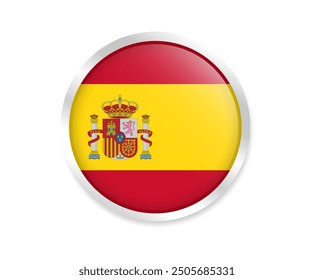 Bandera de España. Bandera redonda. Icono de la bandera. Logotipo de la bandera del círculo Ilustración vectorial EPS