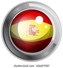 Bandeira da Espanha em ícone redondo ilustração
