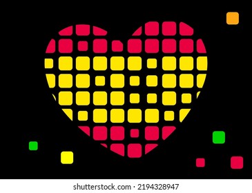 Flag of Spain in the shape of a heart isolated on black background. Spanish heart for printing. Seal - Vector Typography Design Element.
