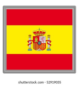 Flag of Spain with silver frame