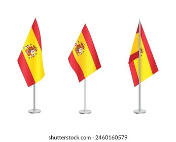 Bandera de España con asta de plata