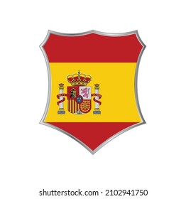 Flag of Spain with silver shield frame
