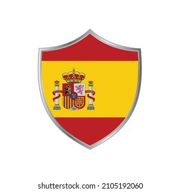 Flag of Spain with silver shield frame