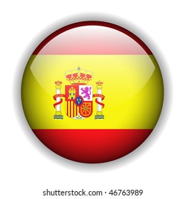 Flag of Spain, Spanish flag, glossy button, vector