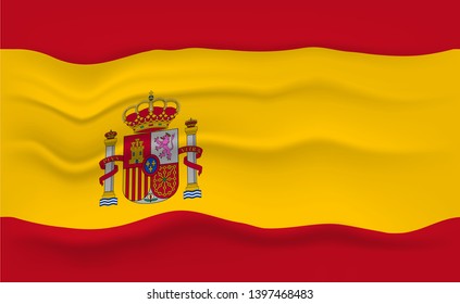 Flag of Spain. Spanish Waving flag, Vector illustration