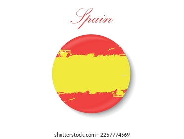 The flag of Spain. Standard color. The circular icon. The round flag. Digital illustration. Computer illustration. Vector illustration.