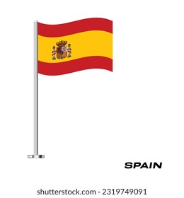 Flag of Spain, Table Flag of Spain, Vector Illustration, Wavy Table Flag of Spain.