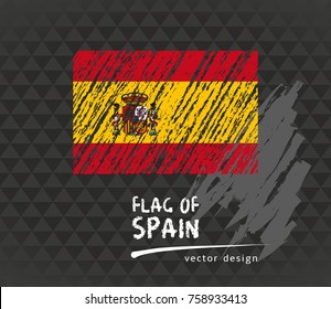 Flag of Spain, vector chalk illustration on black background