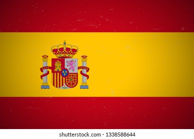 Flag of Spain. Vector illustration. Grunge background
