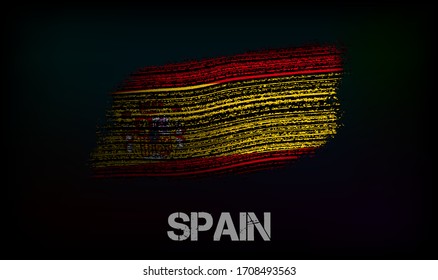 Flag of the Spain. Vector illustration in grunge style with cracks and abrasions. Good image for print