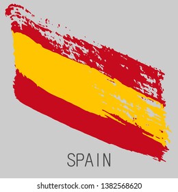 Flag of Spain. Vector illustration on gray background. Brush strokes. Abstract concept. Elements for design.