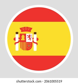 Ilustración vectorial de la bandera de España. Iconos planos redondos.