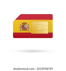 Flag of Spain. Vector illustration of SIM Card with flag on white background