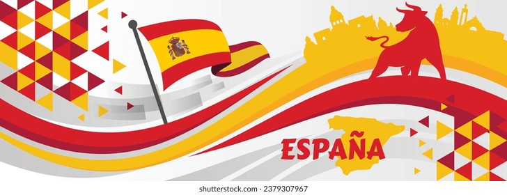 Flag of Spain - vector waving ribbon banner. Isolated on white background

