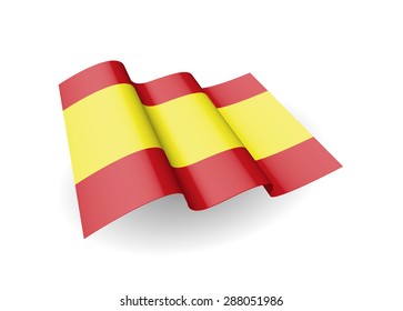 Flag of the Spain, waving on the wind on white background. (Vector image)