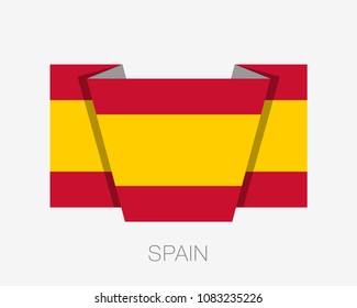Flag of Spain without Coat of Arms. Flat Icon Waving Flag with Country Name on a White Background