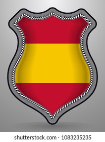 Flag of Spain without Coat of Arms. Vector Badge and Icon. Horizontal Orientation Version