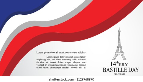 Flag Special Happy Bastille Day 2018 Combination Creative Design with white background