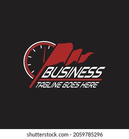 flag and speedometer logo, auto repair shop, racing garage .vector illustration for business logo or icon