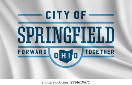 Flag of Springfield, Ohio, USA. Realistic waving flag of Springfield vector background.