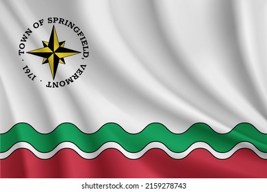 Flag of Springfield, Vermont, USA. Realistic waving flag of Springfield vector background.