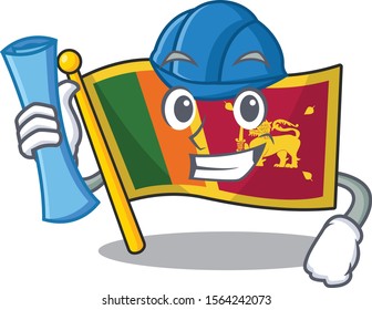 Flag sri lanka cartoon with in architect character