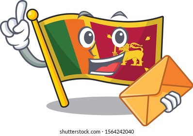 Flag sri lanka cartoon with in bring envelope character
