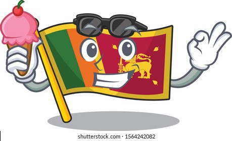 Flag sri lanka cartoon with in with ice cream character