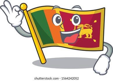 Flag sri lanka cartoon with in okay character