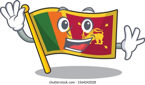 Flag sri lanka cartoon with in waving character