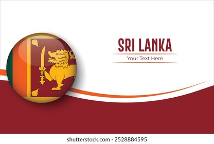 Flag of Sri Lanka Circle isolated on White background with Text. Banner, Poster, vector, template, Mockup, Background, Social Media, Post, 3D.