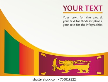 Flag of Sri Lanka, Democratic Socialist Republic of Sri Lanka, template for the award, an official document with the national flag of Sri Lanka