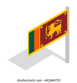 Flag of Sri Lanka with flagpole icon in isometric 3d style on a white background