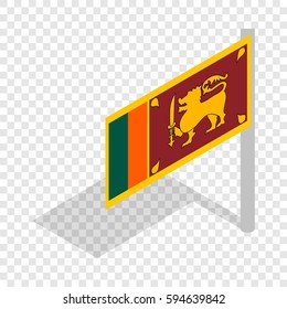 Flag of Sri Lanka with flagpole isometric icon 3d on a transparent background vector illustration