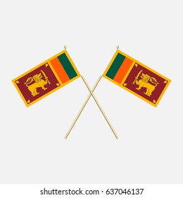 Flag of Sri Lanka with flagpole. Vector illustration.